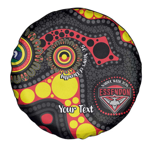 Essendon Bombers NAIDOC Week 2026 Personalised Spare Tire Cover 50 Years of Deadly Aboriginal Art