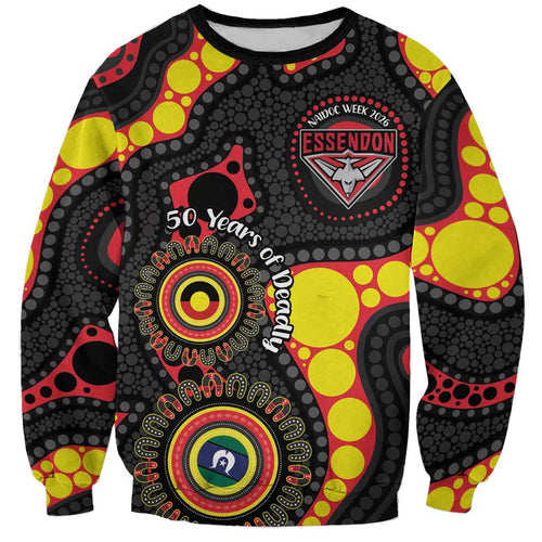Essendon Bombers NAIDOC Week 2026 Personalised Sweatshirt 50 Years of Deadly Aboriginal Art