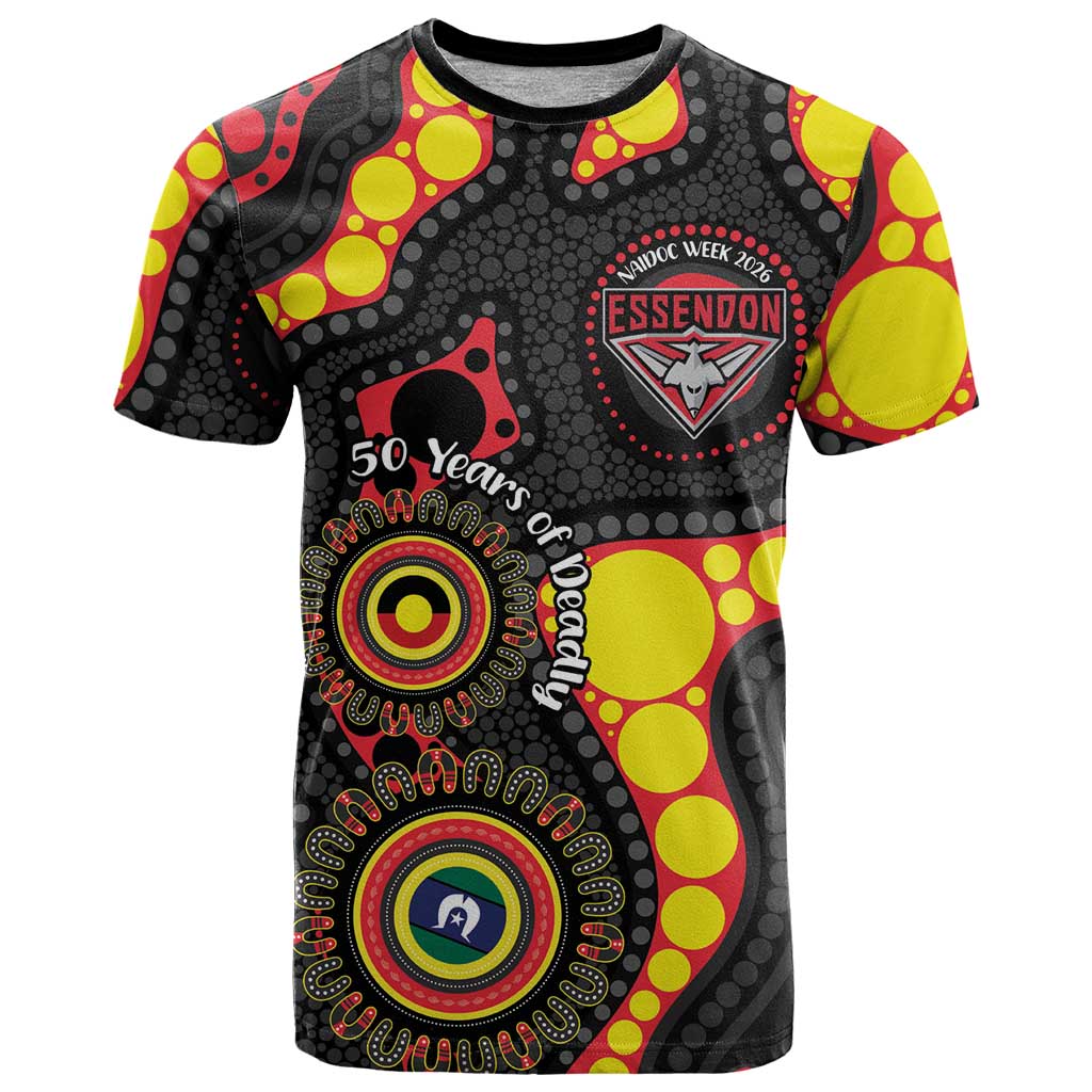 Essendon Bombers NAIDOC Week 2026 Personalised T Shirt 50 Years of Deadly Aboriginal Art