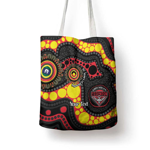 Essendon Bombers NAIDOC Week 2026 Personalised Tote Bag 50 Years of Deadly Aboriginal Art