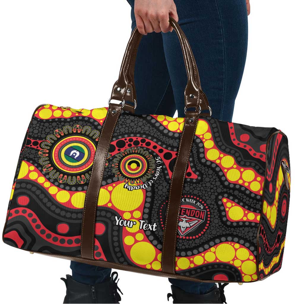 Essendon Bombers NAIDOC Week 2026 Personalised Travel Bag 50 Years of Deadly Aboriginal Art