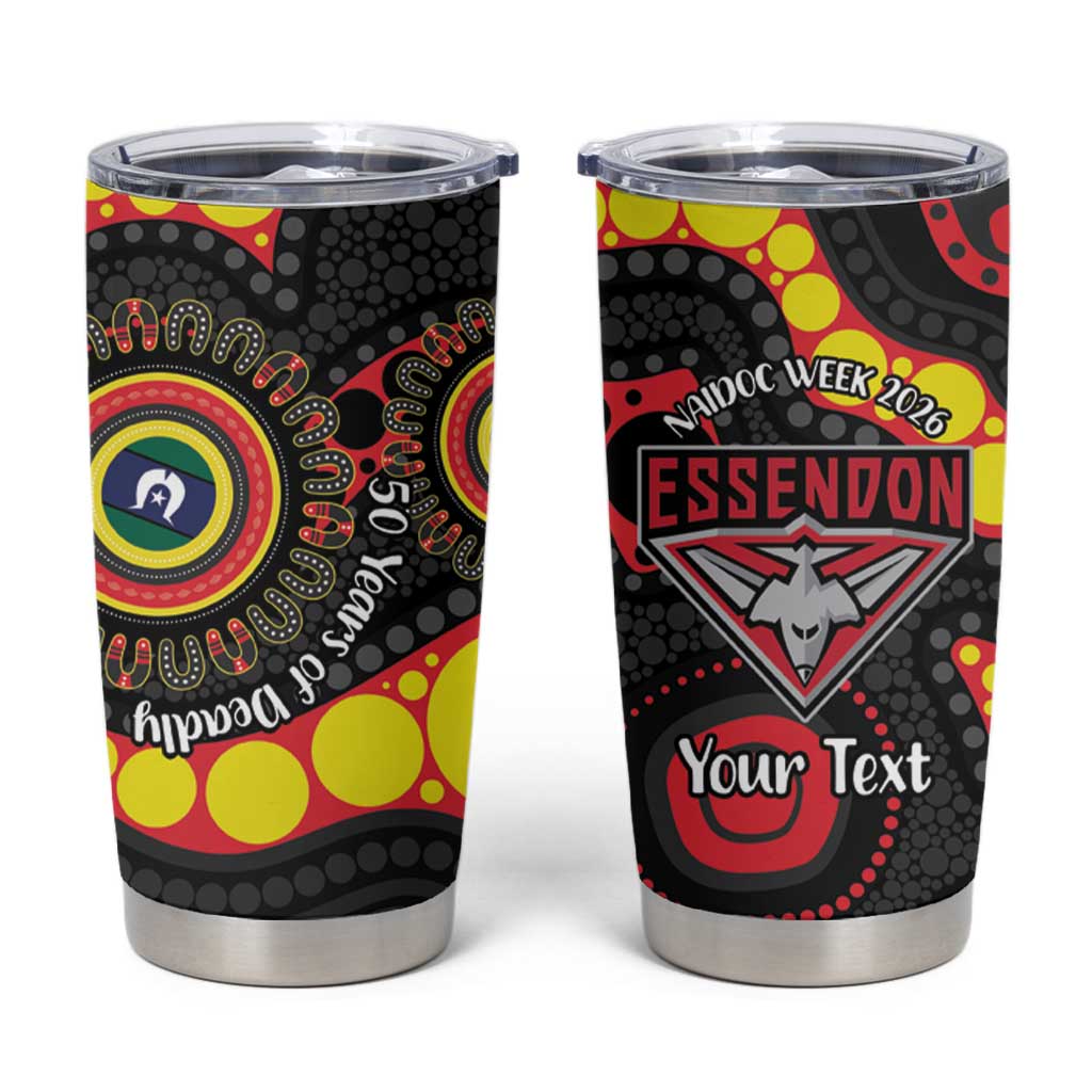 Essendon Bombers NAIDOC Week 2026 Personalised Tumbler Cup 50 Years of Deadly Aboriginal Art