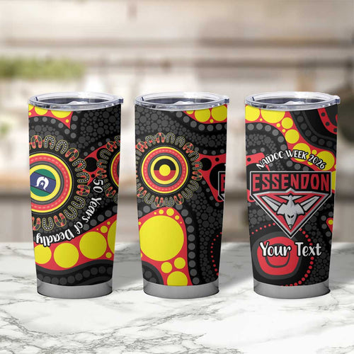 Essendon Bombers NAIDOC Week 2026 Personalised Tumbler Cup 50 Years of Deadly Aboriginal Art