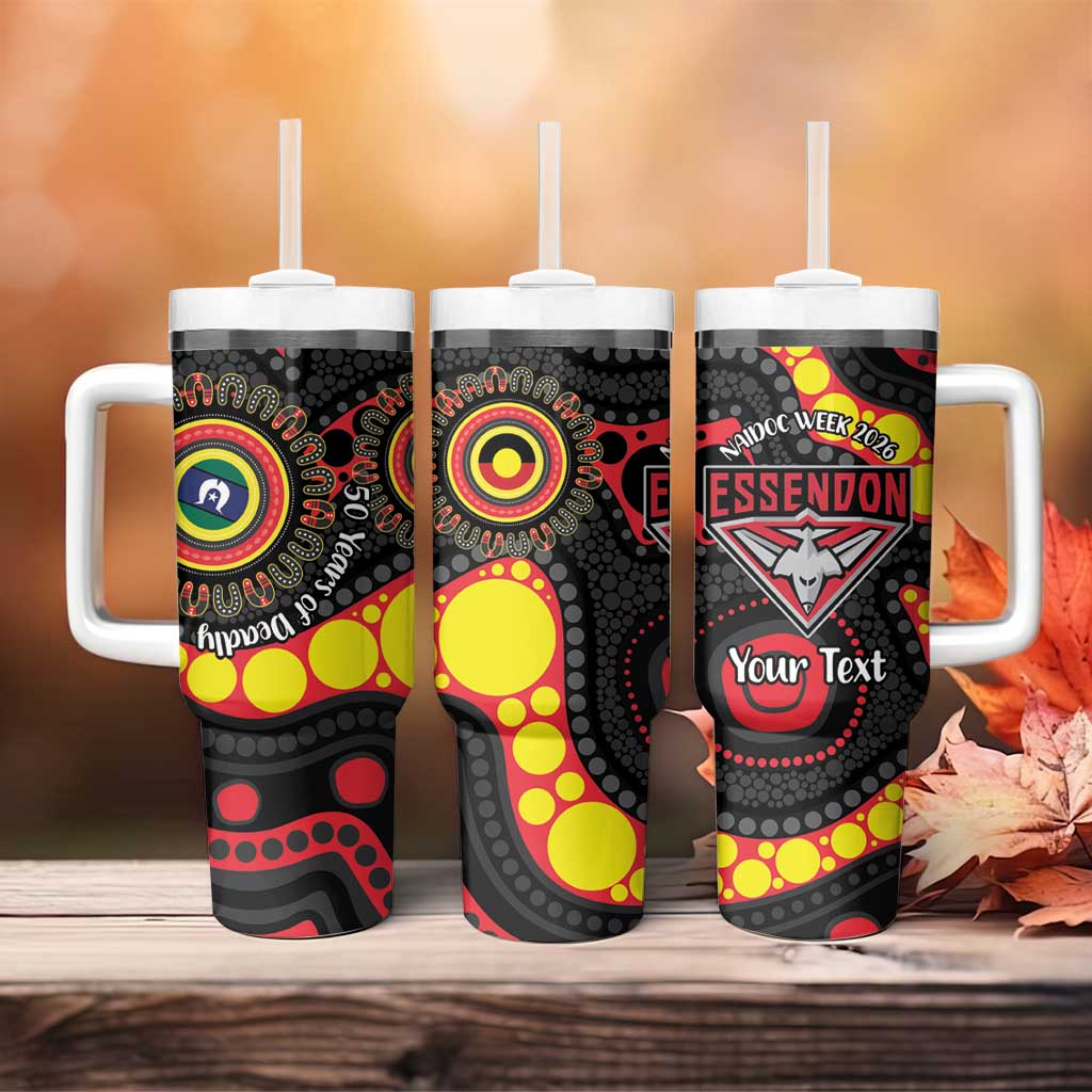 Essendon Bombers NAIDOC Week 2026 Personalised Tumbler With Handle 50 Years of Deadly Aboriginal Art