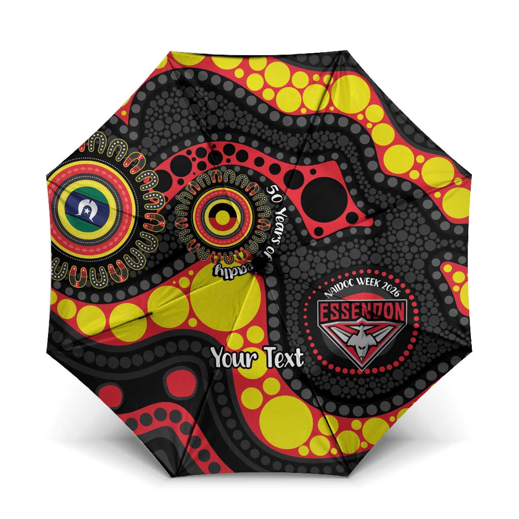 Essendon Bombers NAIDOC Week 2026 Personalised Umbrella 50 Years of Deadly Aboriginal Art