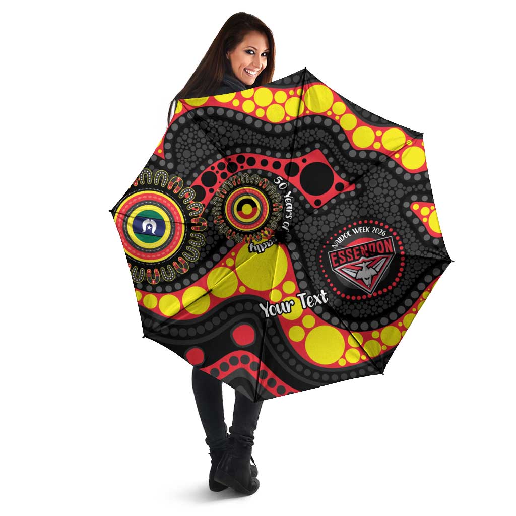 Essendon Bombers NAIDOC Week 2026 Personalised Umbrella 50 Years of Deadly Aboriginal Art