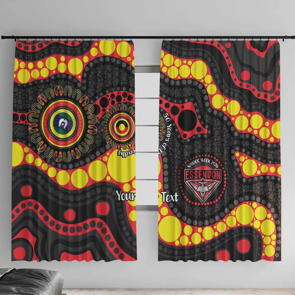 Essendon Bombers NAIDOC Week 2026 Personalised Window Curtain 50 Years of Deadly Aboriginal Art