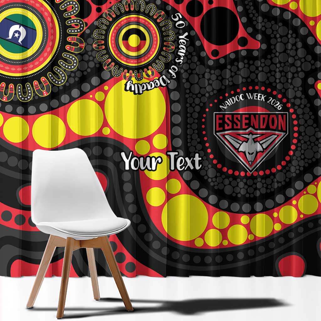 Essendon Bombers NAIDOC Week 2026 Personalised Window Curtain 50 Years of Deadly Aboriginal Art