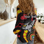 Essendon Bombers NAIDOC Week 2026 Personalised Women Casual Shirt 50 Years of Deadly Aboriginal Art