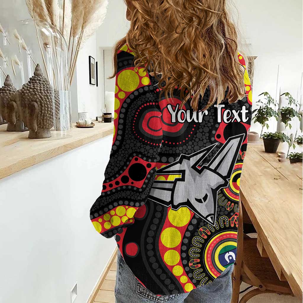 Essendon Bombers NAIDOC Week 2026 Personalised Women Casual Shirt 50 Years of Deadly Aboriginal Art