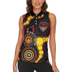 Essendon Bombers NAIDOC Week 2026 Personalised Women Sleeveless Polo Shirt 50 Years of Deadly Aboriginal Art