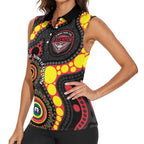Essendon Bombers NAIDOC Week 2026 Personalised Women Sleeveless Polo Shirt 50 Years of Deadly Aboriginal Art