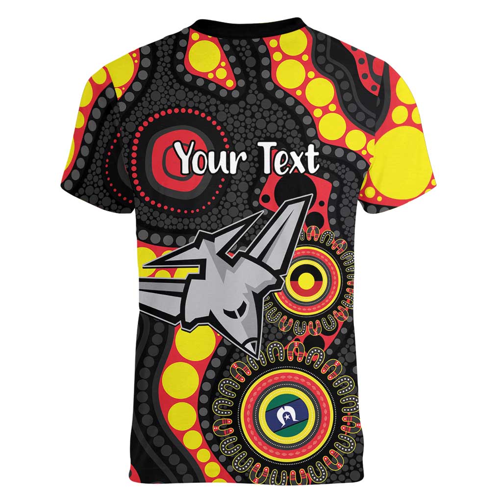 Essendon Bombers NAIDOC Week 2026 Personalised Women V-Neck T-Shirt 50 Years of Deadly Aboriginal Art