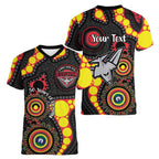 Essendon Bombers NAIDOC Week 2026 Personalised Women V-Neck T-Shirt 50 Years of Deadly Aboriginal Art