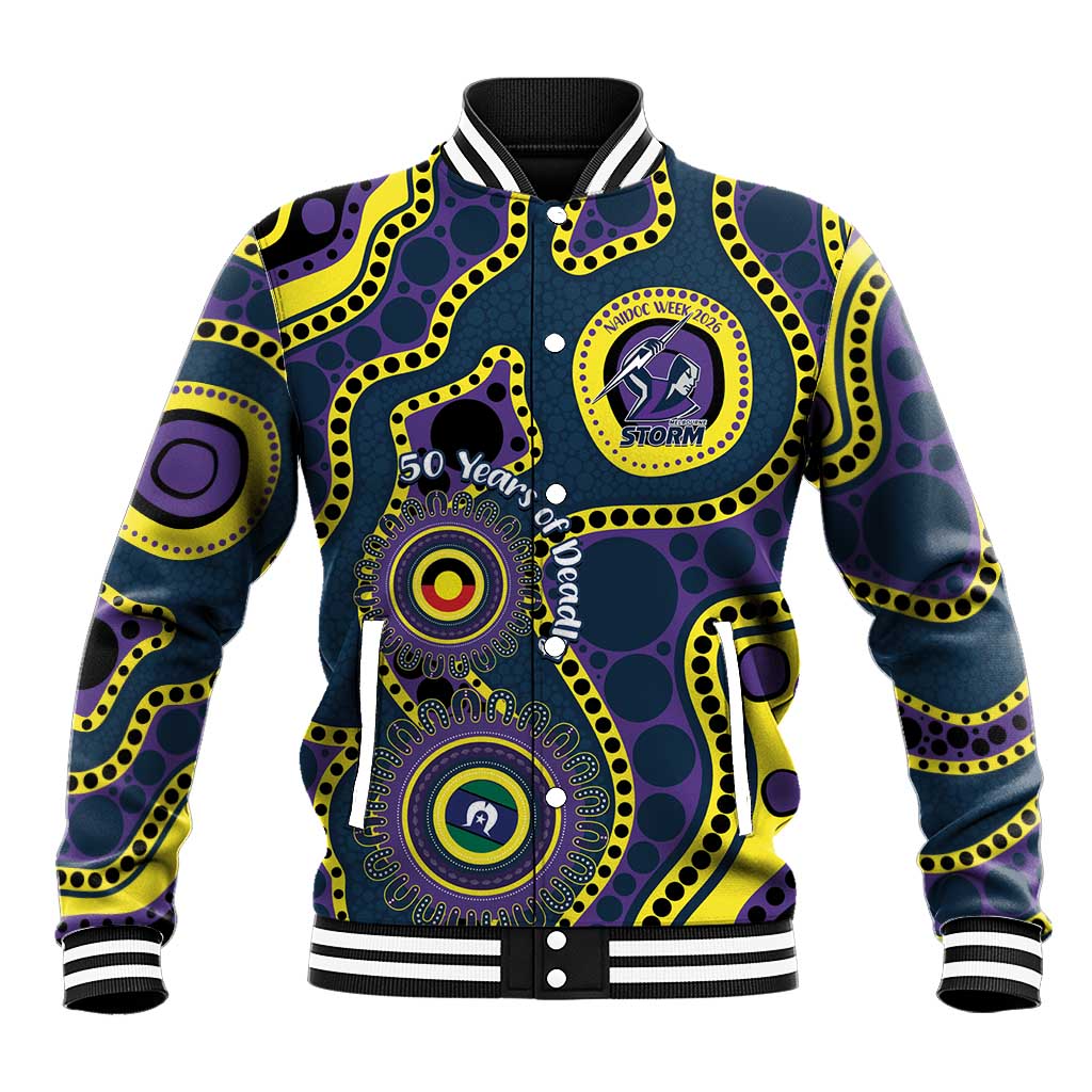Storm NAIDOC Week 2026 Personalised Baseball Jacket 50 Years of Deadly Aboriginal Art