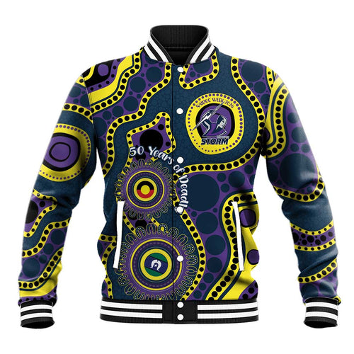 Storm NAIDOC Week 2026 Personalised Baseball Jacket 50 Years of Deadly Aboriginal Art