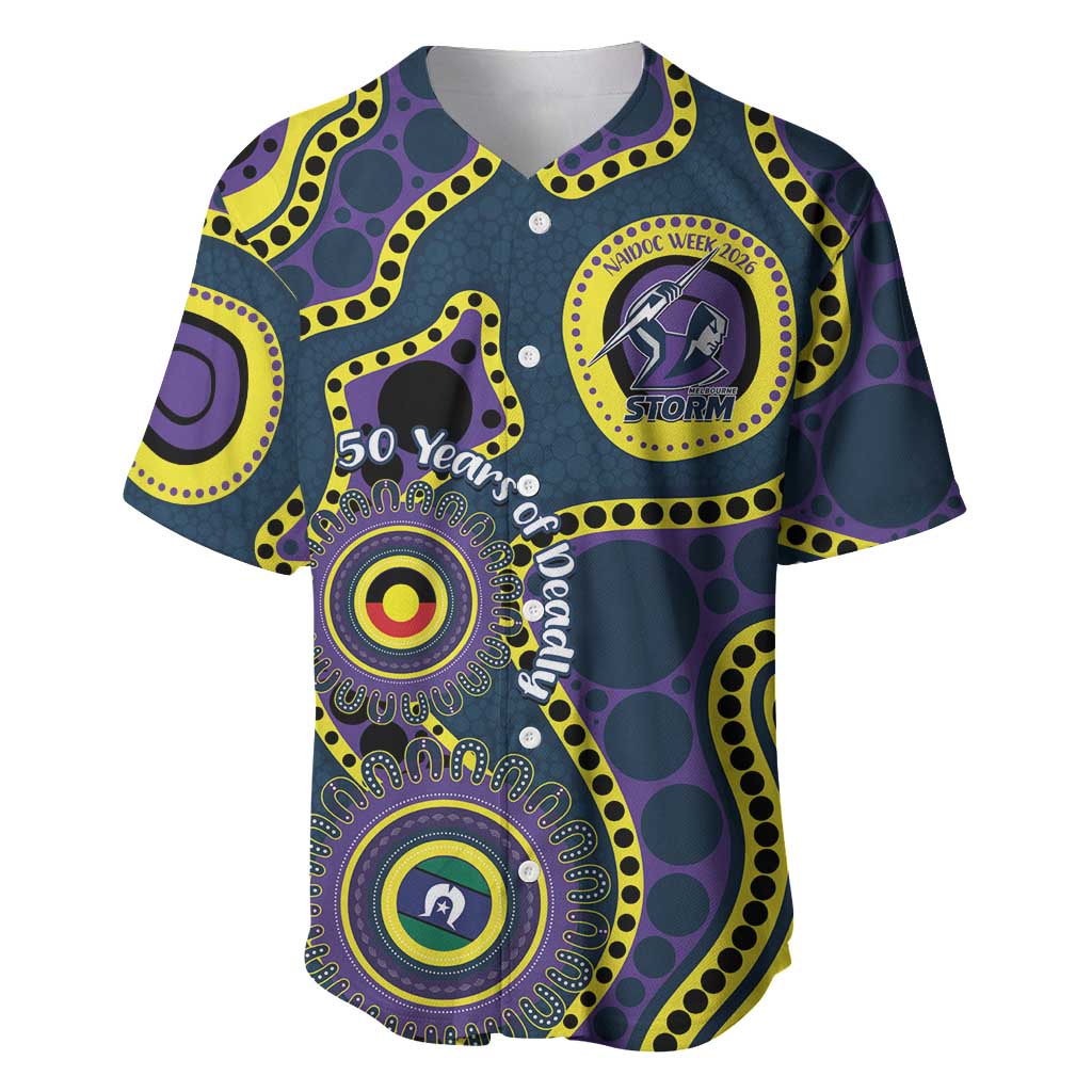 Storm NAIDOC Week 2026 Personalised Baseball Jersey 50 Years of Deadly Aboriginal Art