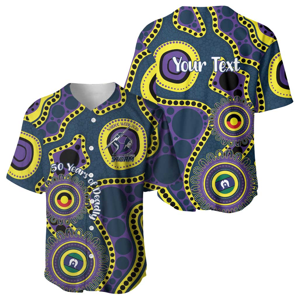 Storm NAIDOC Week 2026 Personalised Baseball Jersey 50 Years of Deadly Aboriginal Art