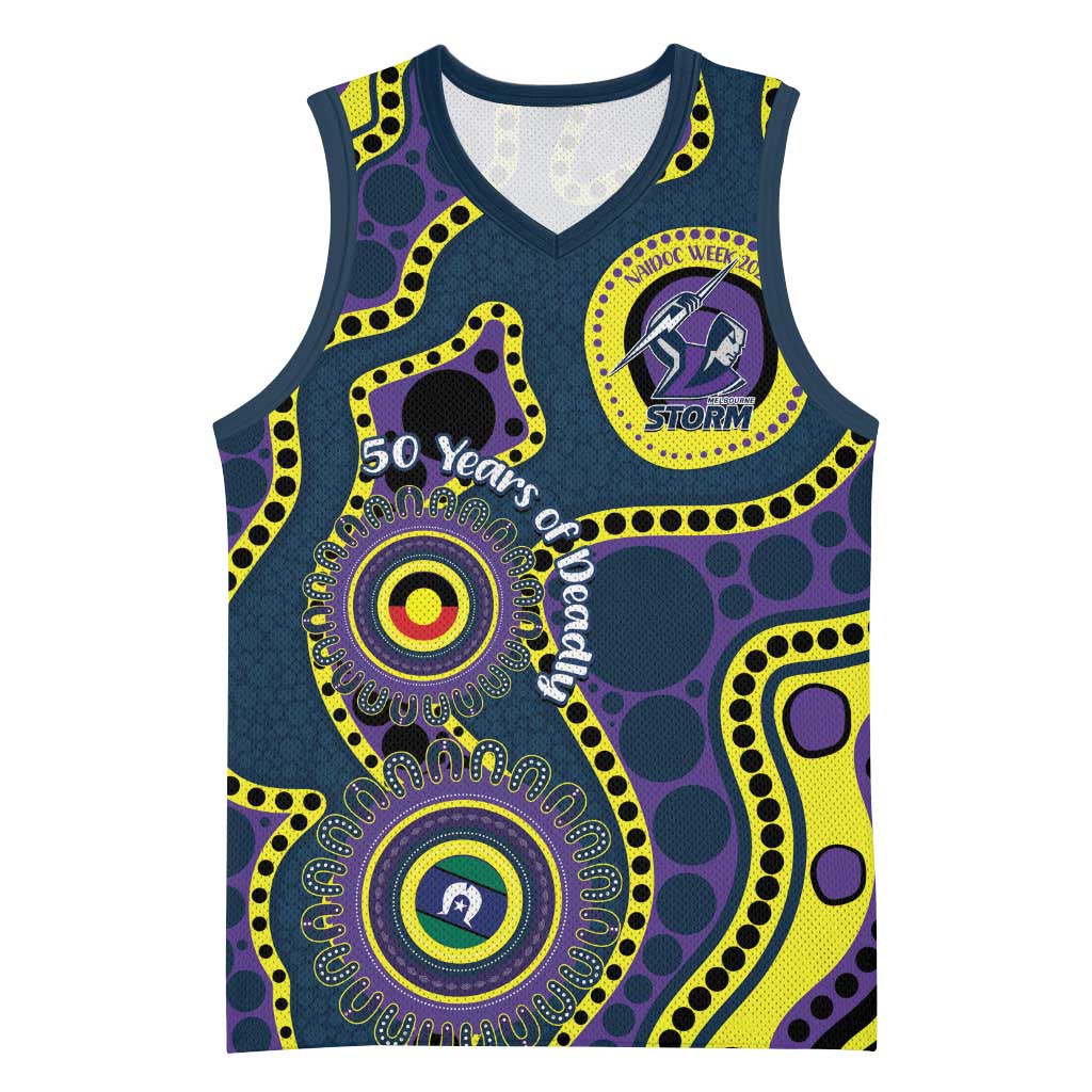 Storm NAIDOC Week 2026 Personalised Basketball Jersey 50 Years of Deadly Aboriginal Art