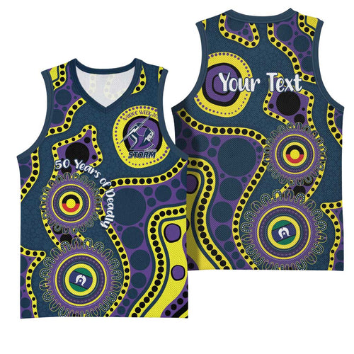 Storm NAIDOC Week 2026 Personalised Basketball Jersey 50 Years of Deadly Aboriginal Art
