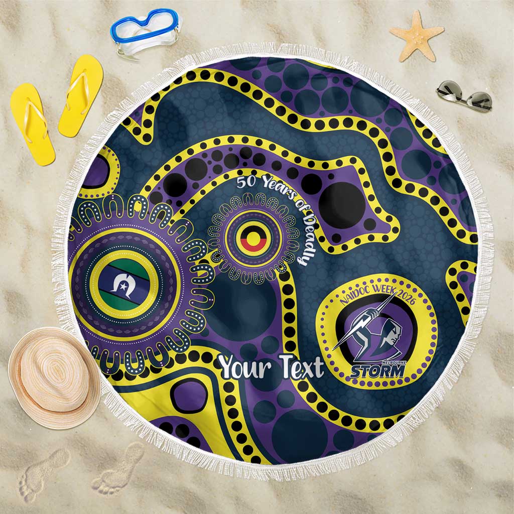 Storm NAIDOC Week 2026 Personalised Beach Blanket 50 Years of Deadly Aboriginal Art