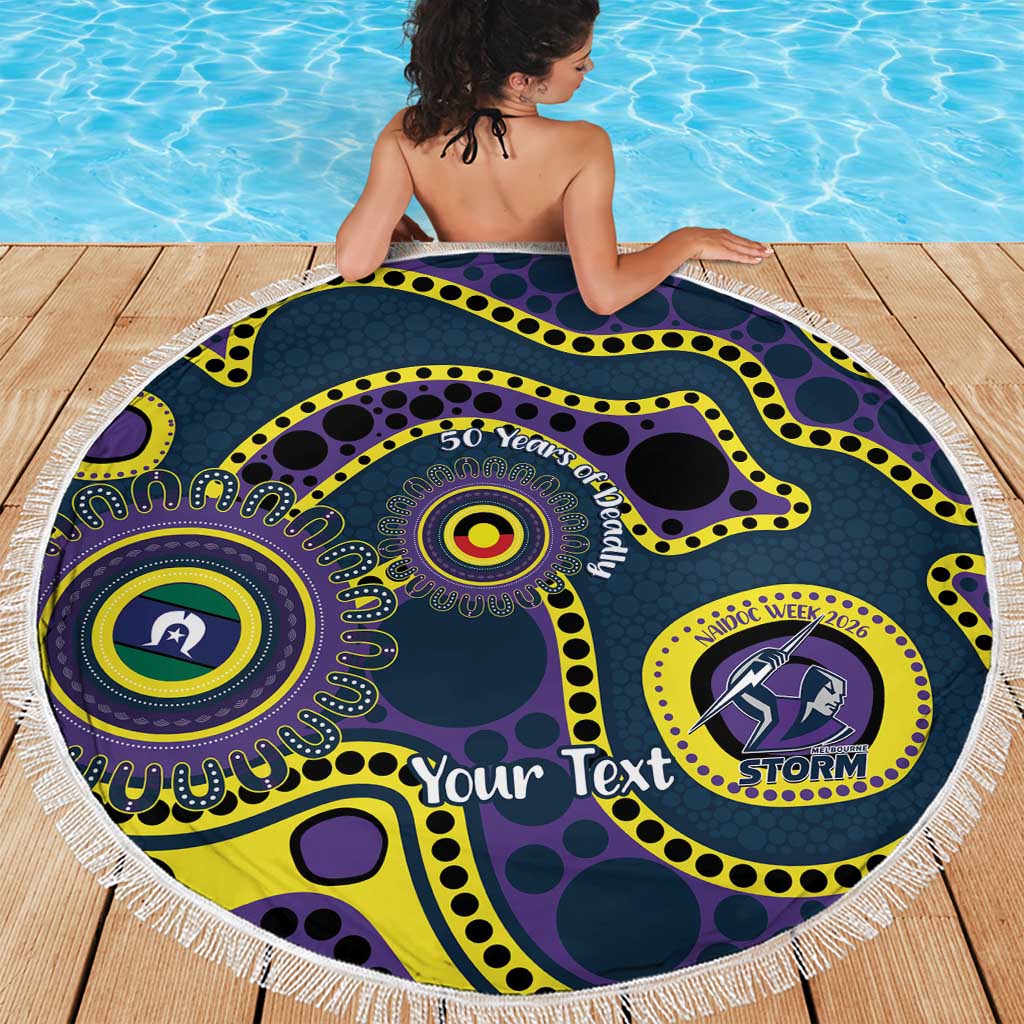 Storm NAIDOC Week 2026 Personalised Beach Blanket 50 Years of Deadly Aboriginal Art