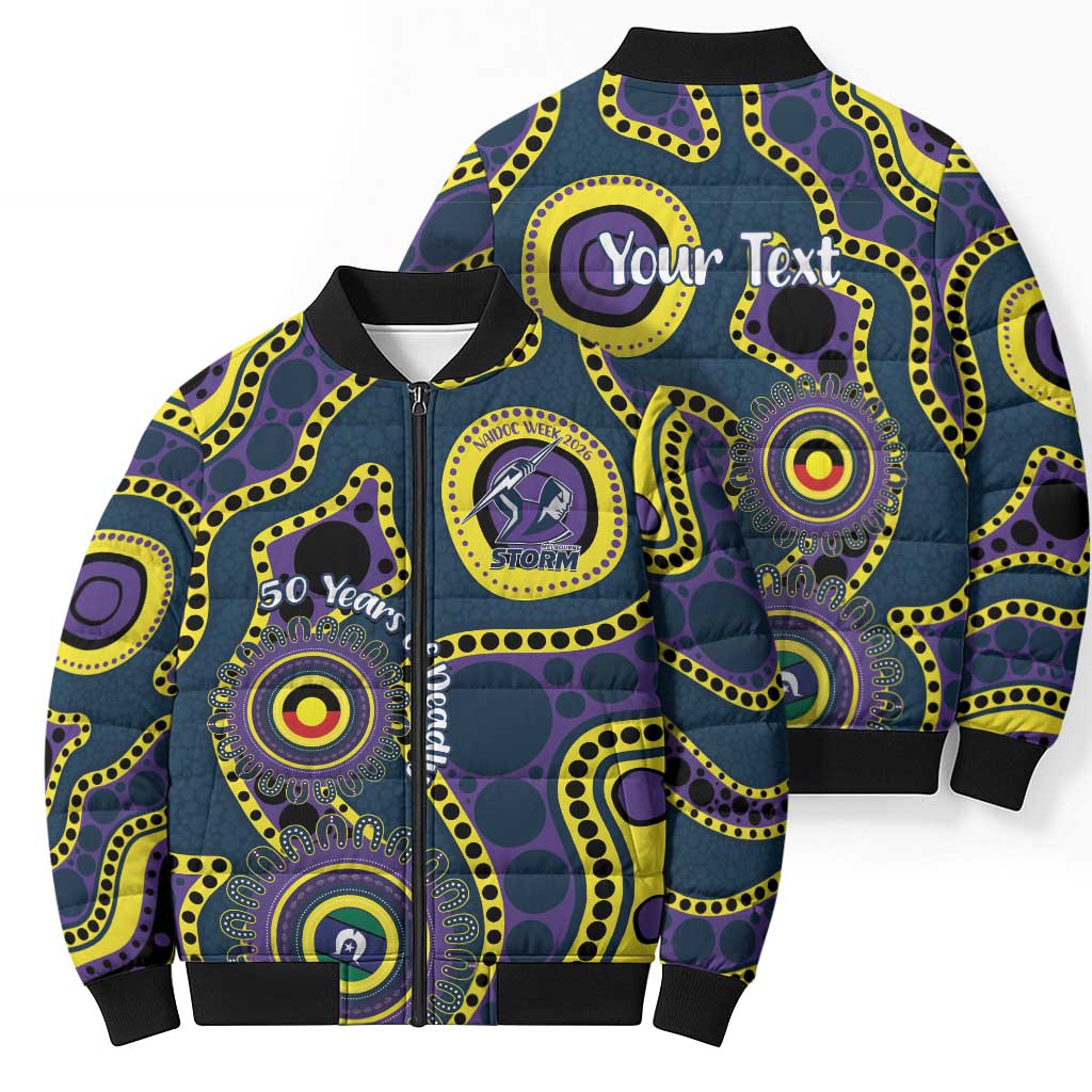 Storm NAIDOC Week 2026 Personalised Bomber Puffer Jacket 50 Years of Deadly Aboriginal Art