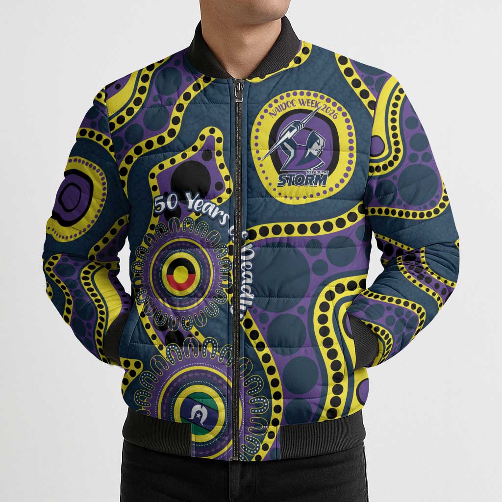 Storm NAIDOC Week 2026 Personalised Bomber Puffer Jacket 50 Years of Deadly Aboriginal Art