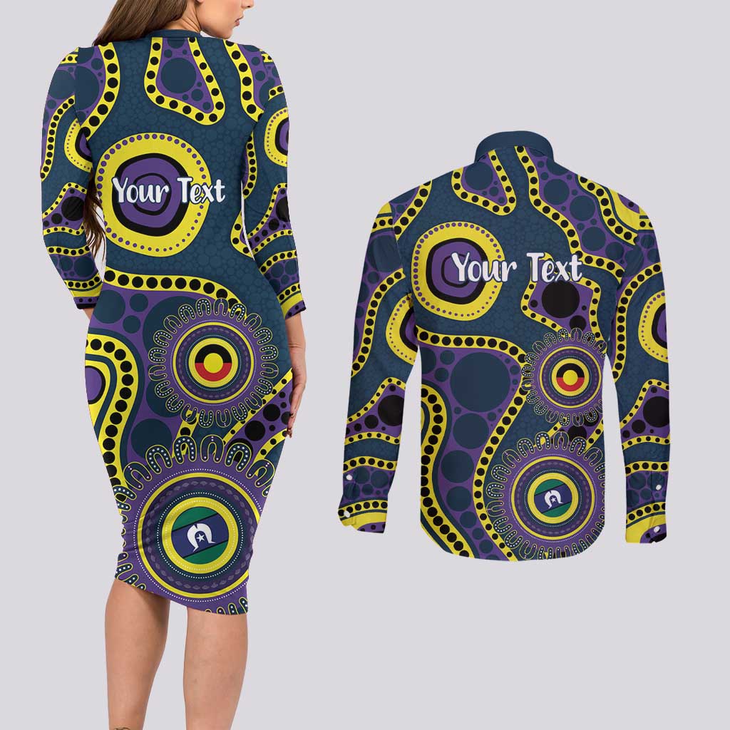 Storm NAIDOC Week 2026 Personalised Couples Matching Long Sleeve Bodycon Dress and Long Sleeve Button Shirt 50 Years of Deadly Aboriginal Art