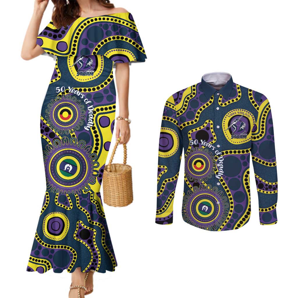 Storm NAIDOC Week 2026 Personalised Couples Matching Mermaid Dress and Long Sleeve Button Shirt 50 Years of Deadly Aboriginal Art