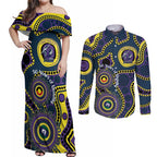 Storm NAIDOC Week 2026 Personalised Couples Matching Off Shoulder Maxi Dress and Long Sleeve Button Shirt 50 Years of Deadly Aboriginal Art