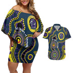 Storm NAIDOC Week 2026 Personalised Couples Matching Off Shoulder Short Dress and Hawaiian Shirt 50 Years of Deadly Aboriginal Art