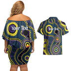 Storm NAIDOC Week 2026 Personalised Couples Matching Off Shoulder Short Dress and Hawaiian Shirt 50 Years of Deadly Aboriginal Art