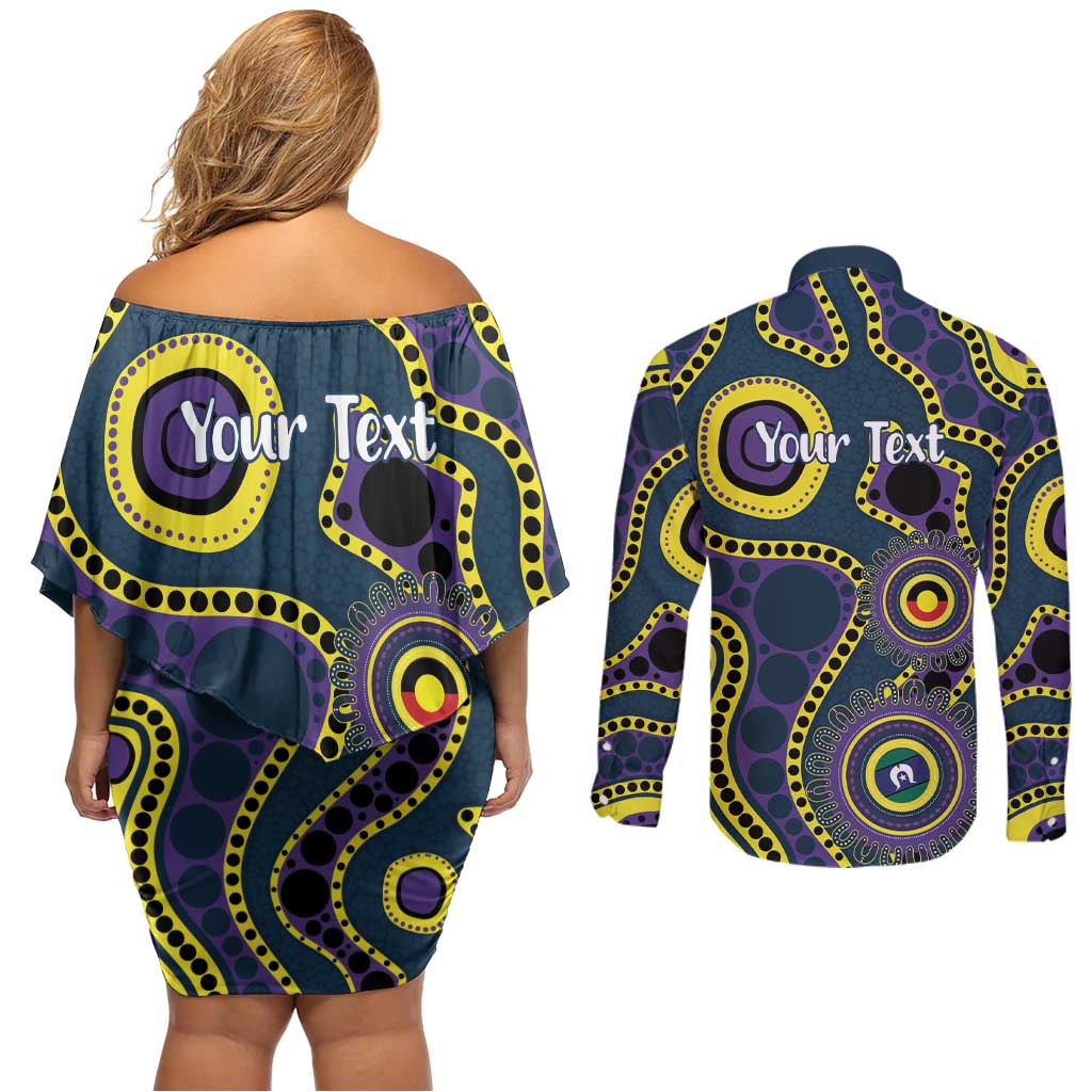 Storm NAIDOC Week 2026 Personalised Couples Matching Off Shoulder Short Dress and Long Sleeve Button Shirt 50 Years of Deadly Aboriginal Art