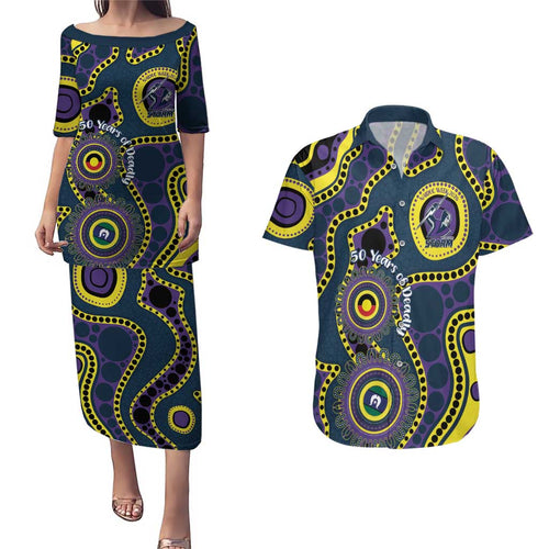 Storm NAIDOC Week 2026 Personalised Couples Matching Puletasi and Hawaiian Shirt 50 Years of Deadly Aboriginal Art