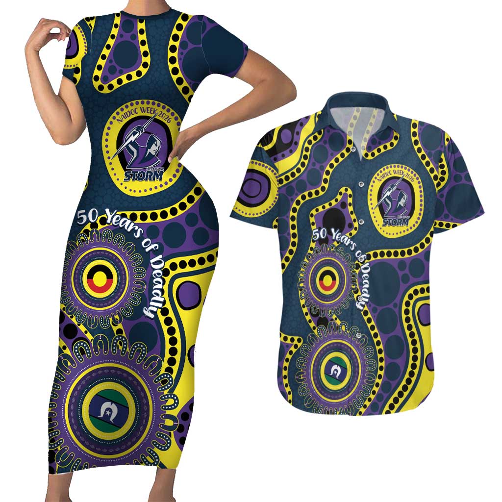 Storm NAIDOC Week 2026 Personalised Couples Matching Short Sleeve Bodycon Dress and Hawaiian Shirt 50 Years of Deadly Aboriginal Art