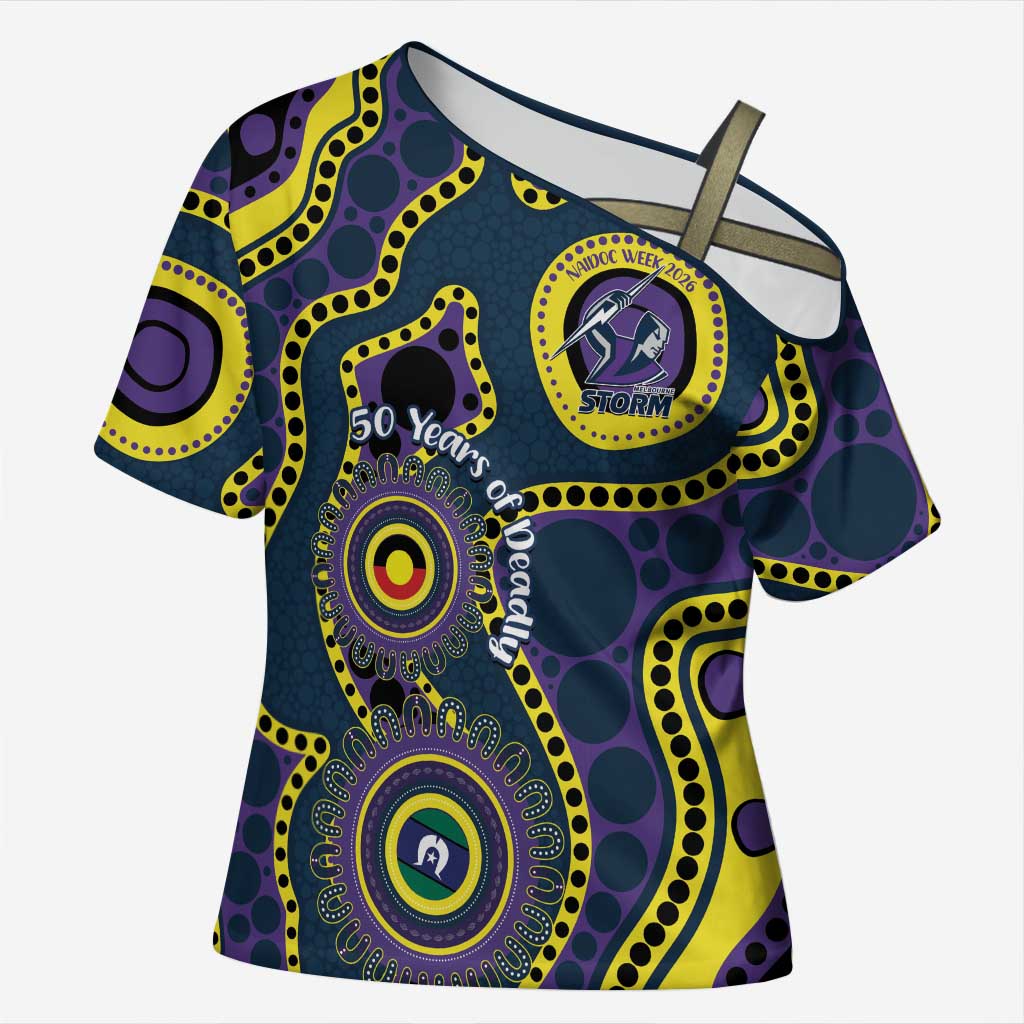 Storm NAIDOC Week 2026 Personalised Cross Shoulder Shirt 50 Years of Deadly Aboriginal Art