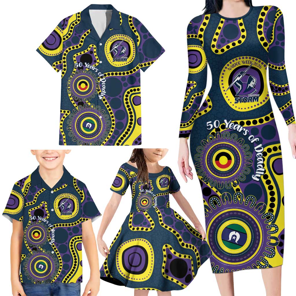 Storm NAIDOC Week 2026 Personalised Family Matching Long Sleeve Bodycon Dress and Hawaiian Shirt 50 Years of Deadly Aboriginal Art