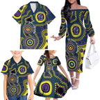 Storm NAIDOC Week 2026 Personalised Family Matching Off The Shoulder Long Sleeve Dress and Hawaiian Shirt 50 Years of Deadly Aboriginal Art