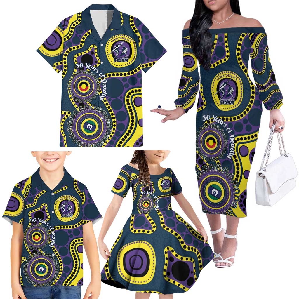 Storm NAIDOC Week 2026 Personalised Family Matching Off The Shoulder Long Sleeve Dress and Hawaiian Shirt 50 Years of Deadly Aboriginal Art