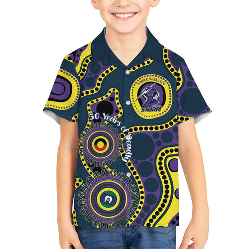 Storm NAIDOC Week 2026 Personalised Family Matching Off The Shoulder Long Sleeve Dress and Hawaiian Shirt 50 Years of Deadly Aboriginal Art