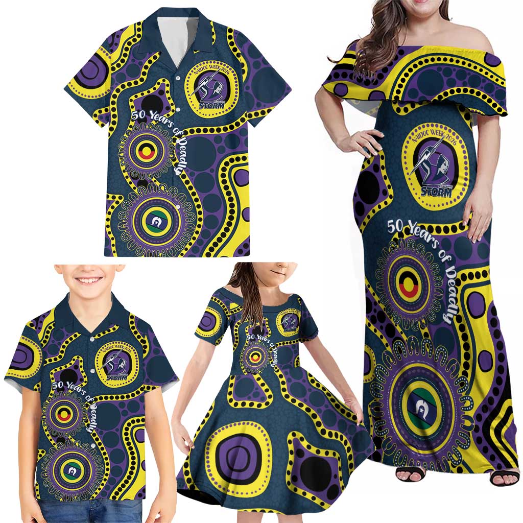 Storm NAIDOC Week 2026 Personalised Family Matching Off Shoulder Maxi Dress and Hawaiian Shirt 50 Years of Deadly Aboriginal Art