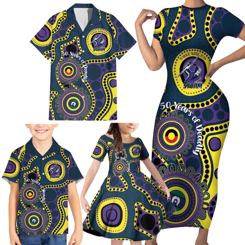 Storm NAIDOC Week 2026 Personalised Family Matching Short Sleeve Bodycon Dress and Hawaiian Shirt 50 Years of Deadly Aboriginal Art