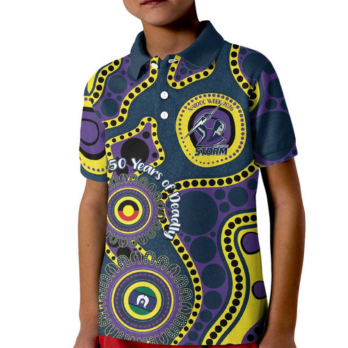 Storm NAIDOC Week 2026 Personalised Kid Polo Shirt 50 Years of Deadly Aboriginal Art