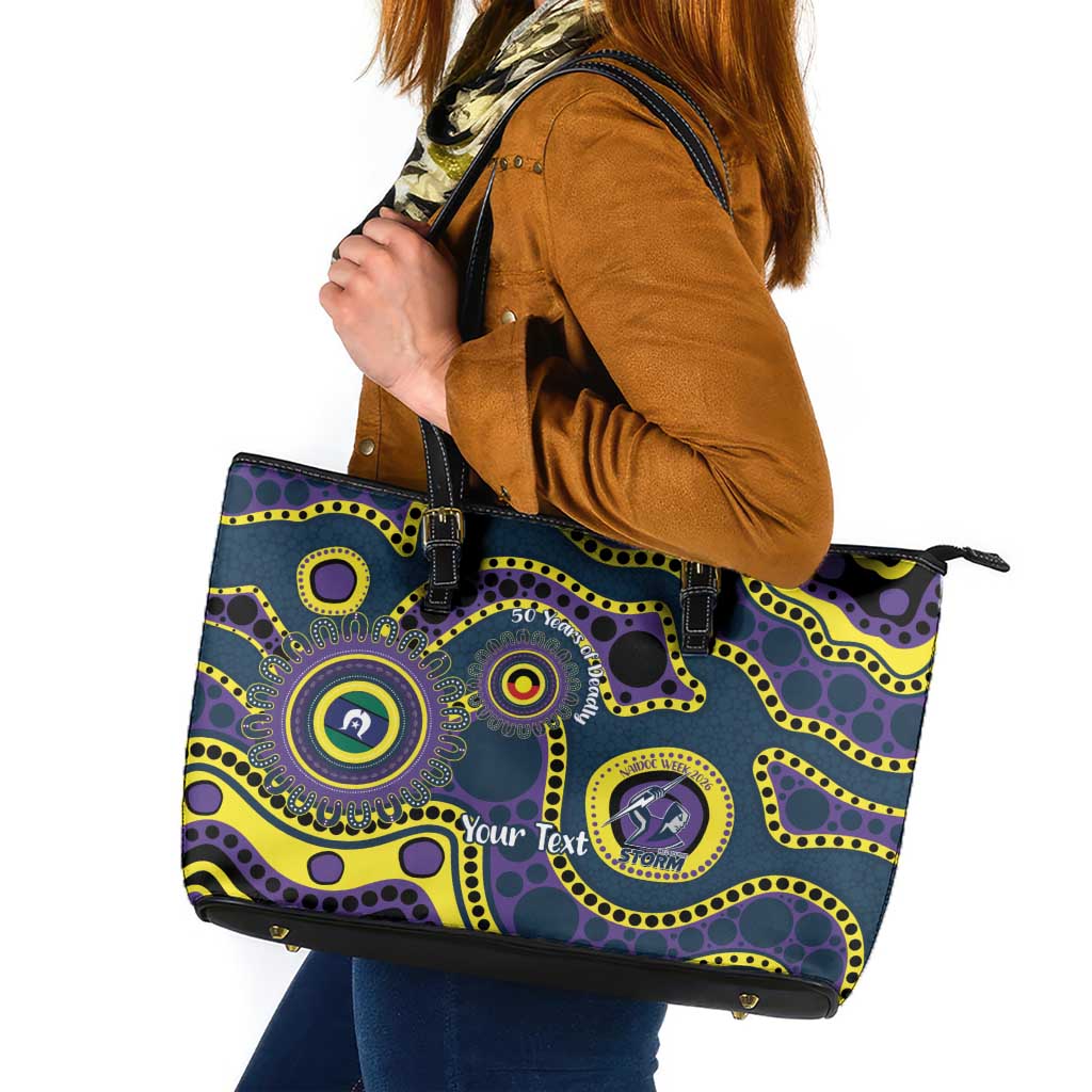 Storm NAIDOC Week 2026 Personalised Leather Tote Bag 50 Years of Deadly Aboriginal Art