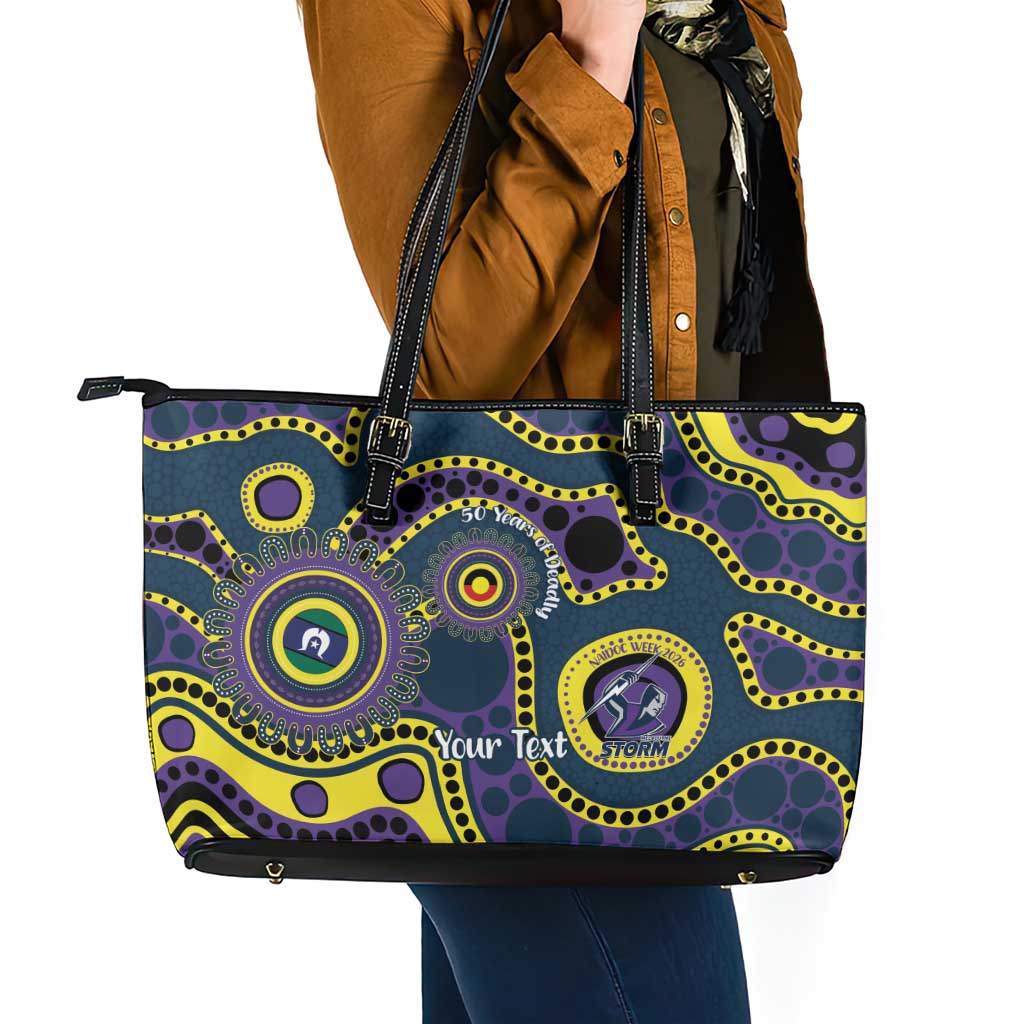 Storm NAIDOC Week 2026 Personalised Leather Tote Bag 50 Years of Deadly Aboriginal Art