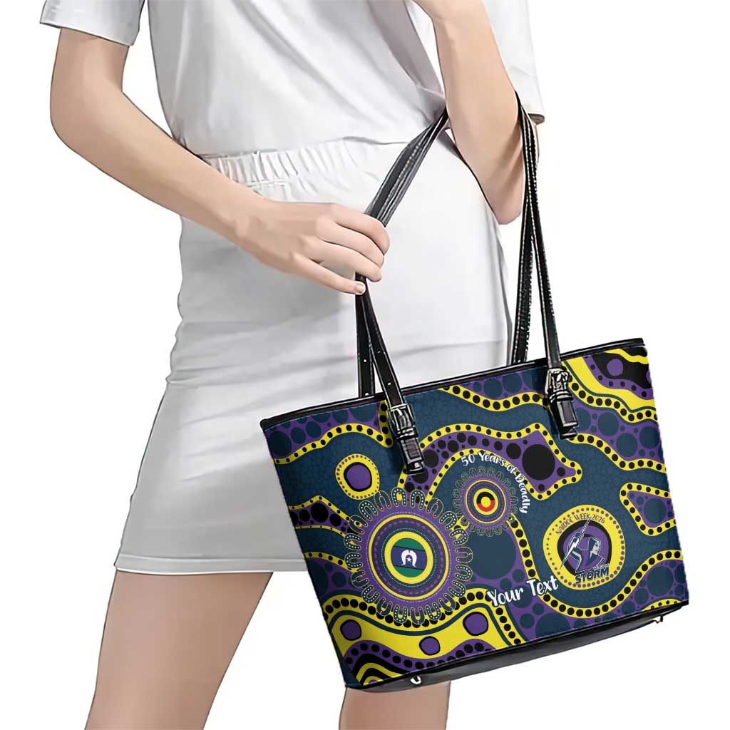 Storm NAIDOC Week 2026 Personalised Leather Tote Bag 50 Years of Deadly Aboriginal Art
