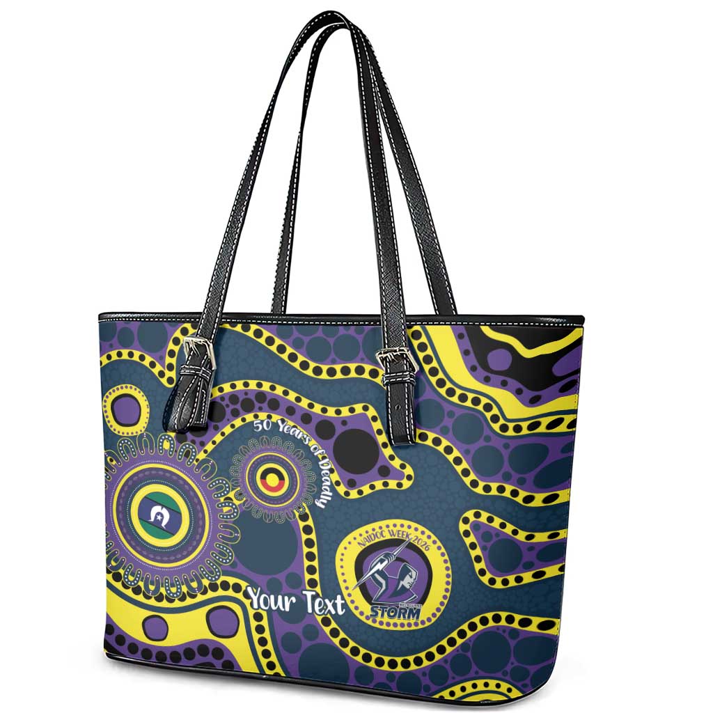Storm NAIDOC Week 2026 Personalised Leather Tote Bag 50 Years of Deadly Aboriginal Art