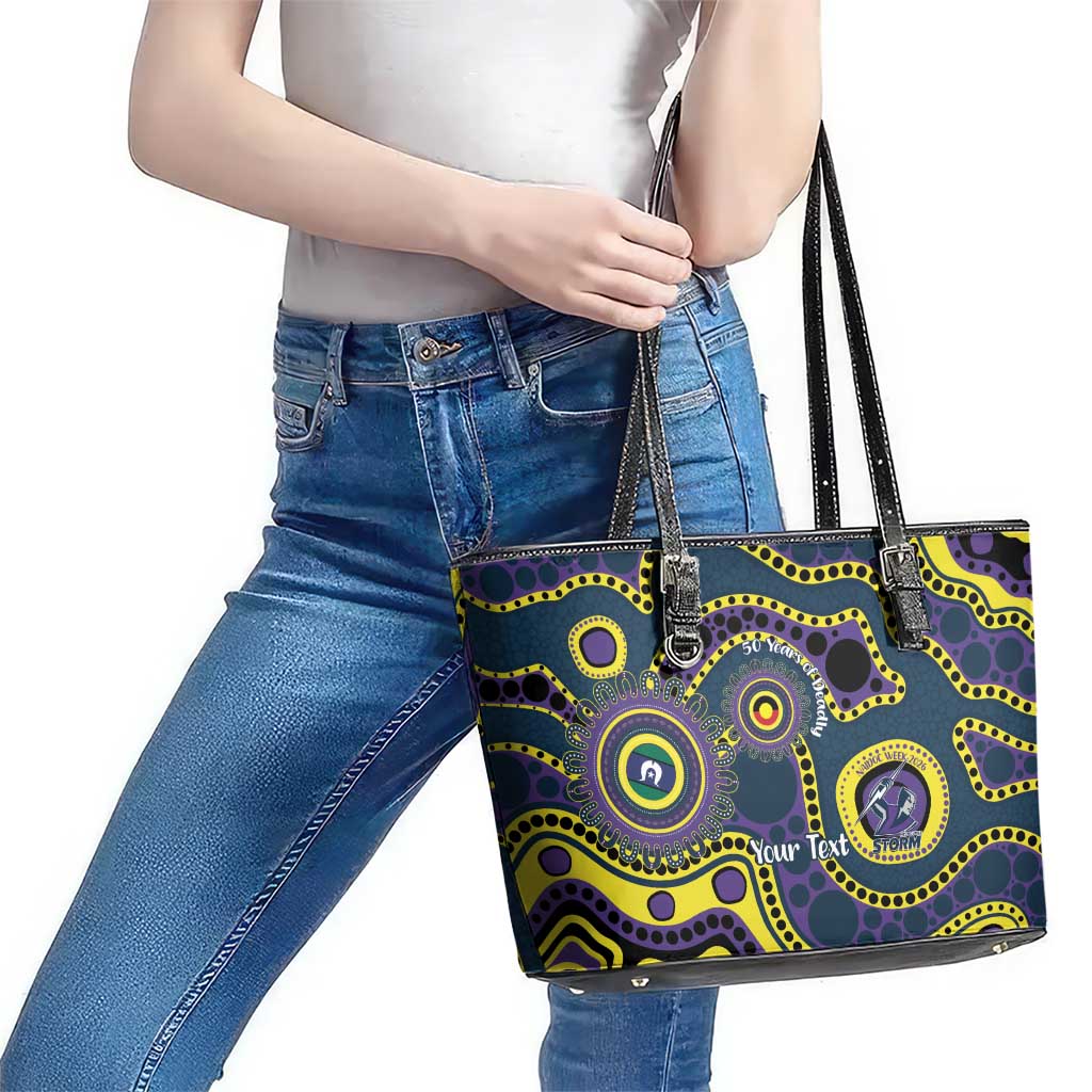 Storm NAIDOC Week 2026 Personalised Leather Tote Bag 50 Years of Deadly Aboriginal Art