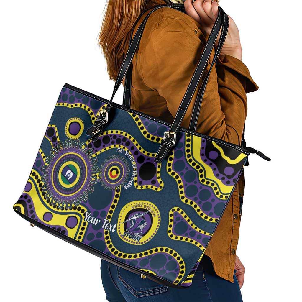 Storm NAIDOC Week 2026 Personalised Leather Tote Bag 50 Years of Deadly Aboriginal Art